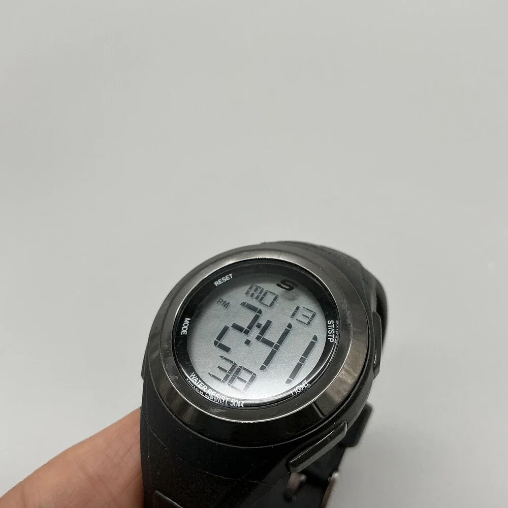 Skechers Boys Watch 33mm Gray Digital Sport Black Rubber 50M Backlight SB2063W